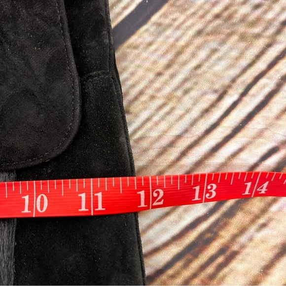 Americana by Sharif Black Suede & Calf Hair flap satchel crossbody Bag - Picture 5 of 11